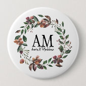 Badge Rond 10 Cm Jardin de Monogramme Floral Personnalisable (Devant)