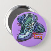 Badge Rond 10 Cm Je courrais plutôt - des baskets (Devant & derrière)