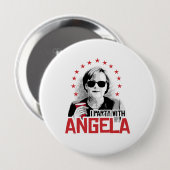 Badge Rond 10 Cm Je Party avec Angela - - (Devant & derrière)