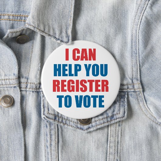 BADGE ROND 10 CM JE PEUX VOUS AIDER À VOTER (En situation)