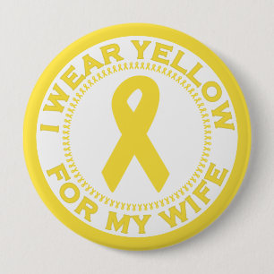 Badge Rond 10 Cm Je porte le jaune pour mon épouse