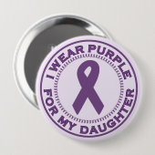 Badge Rond 10 Cm Je porte le pourpre pour ma fille (Devant & derrière)