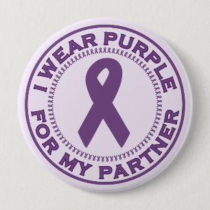 Badge Rond 10 Cm Je porte le pourpre pour mon associé