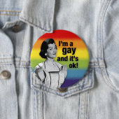 Badge Rond 10 Cm Je suis GAI - bouton (En situation)