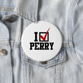 BADGE ROND 10 CM JE VÉRIFIE RICK PERRY (En situation)