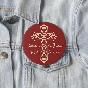 Badge Rond 10 Cm Jésus est la raison de la croix de Noël