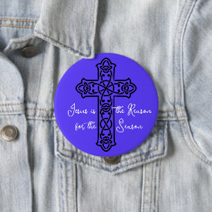 Badge Rond 10 Cm Jésus est la raison de la croix de Noël