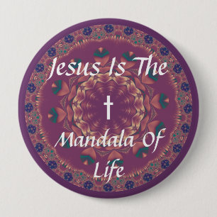 BADGE ROND 10 CM JÉSUS EST LE MANDALA DE LA VIE