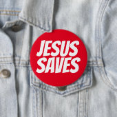 Badge Rond 10 Cm Jesus Saves Christian Button (En situation)