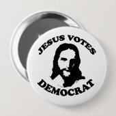 Badge Rond 10 Cm Jésus vote démocrate (Devant & derrière)