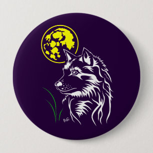 Badge Rond 10 Cm jeune loup rêveur