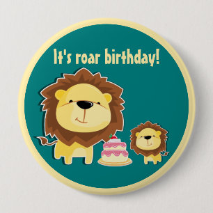 Badge Rond 10 Cm Joli Lion Et Baby Cub Anniversaire de enfant