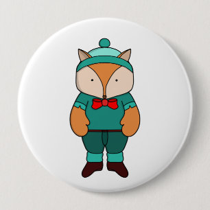 Badge Rond 10 Cm Joli renard vert