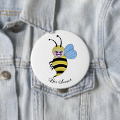 Badge Rond 10 Cm Jolie Abeille Aquarelle Avec Un Bon Sourire (En situation)