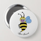 Badge Rond 10 Cm Jolie Abeille Aquarelle Avec Un Bon Sourire (Devant & derrière)