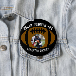Badge Rond 10 Cm Joueur de football à l'image personnalisée Mascott