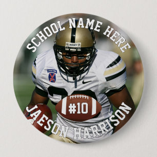 Badge Rond 10 Cm Joueur de Football Ajouter Nom Numéro Équipe & Pho
