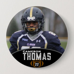 Badge Rond 10 Cm Joueur de football personnalisé avec photo Nom Num
