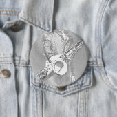 Badge Rond 10 Cm joueur de saxophone (En situation)