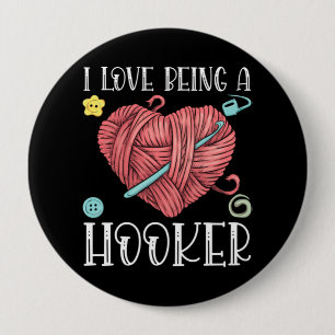 Badge Rond 10 Cm Jour du Tricot du Crochet de fil
