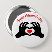 Badge Rond 10 Cm Joyeuse Saint-Valentin Mains en forme de coeur Bou (Devant & derrière)
