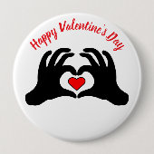 Badge Rond 10 Cm Joyeuse Saint-Valentin Mains en forme de coeur Bou (Devant)