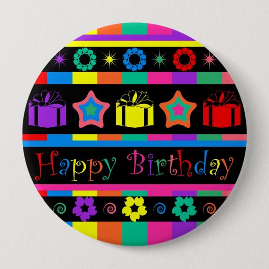Badge Rond 10 Cm Joyeux anniversaire (Devant)