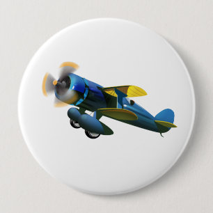 Badge Rond 10 Cm Joyeux Anniversaire avion vintage