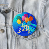 Badge Rond 10 Cm Joyeux anniversaire, design coloré populaire, (En situation)