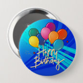 Badge Rond 10 Cm Joyeux anniversaire, design coloré populaire, (Devant & derrière)