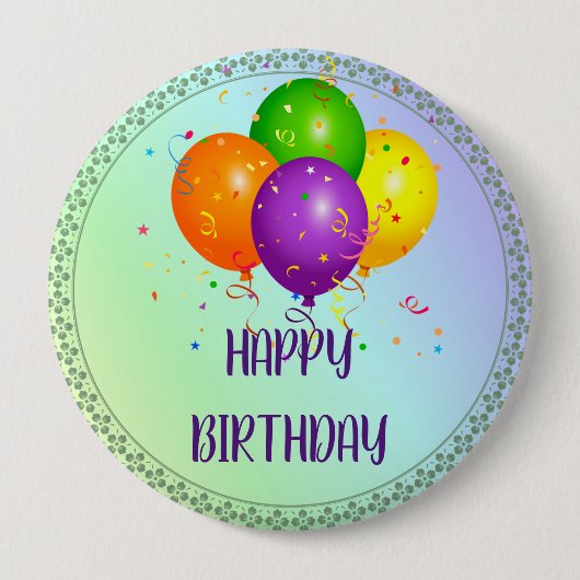 Badge Rond 10 Cm Joyeux anniversaire, design populaire, (Devant)