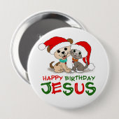 Badge Rond 10 Cm Joyeux anniversaire Jésus (Devant & derrière)