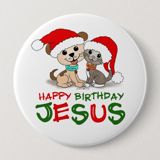 Badge Rond 10 Cm Joyeux anniversaire Jésus (Devant)