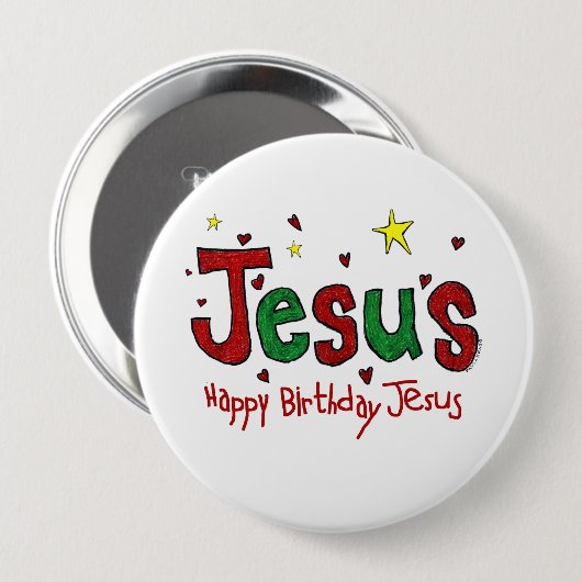 Badge Rond 10 Cm Joyeux anniversaire Jésus (Devant & derrière)