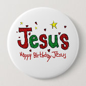 Badge Rond 10 Cm Joyeux anniversaire Jésus (Devant)