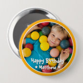 Badge Rond 10 Cm Joyeux Anniversaire Moderne Simple Photo (Devant & derrière)