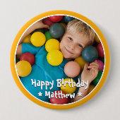 Badge Rond 10 Cm Joyeux Anniversaire Moderne Simple Photo (Devant)