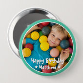 Badge Rond 10 Cm Joyeux Anniversaire Moderne Simple Photo (Devant & derrière)
