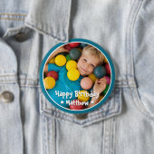 Badge Rond 10 Cm Joyeux Anniversaire Moderne Simple Photo (En situation)