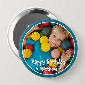 Badge Rond 10 Cm Joyeux Anniversaire Moderne Simple Photo (Devant & derrière)