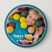 Badge Rond 10 Cm Joyeux Anniversaire Moderne Simple Photo (Devant)