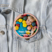 Badge Rond 10 Cm Joyeux Anniversaire Moderne Simple Photo (En situation)