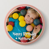 Badge Rond 10 Cm Joyeux Anniversaire Moderne Simple Photo (Devant)