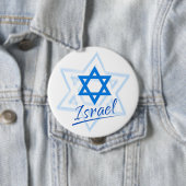 Badge Rond 10 Cm Joyeux Israel Independence Day Blue Star de David (En situation)