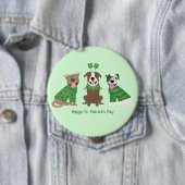 Badge Rond 10 Cm Joyeux Jour de la Saint Patrick Pit Bull Dogs (En situation)