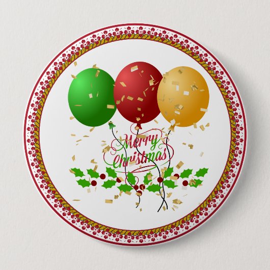 Badge Rond 10 Cm Joyeux Noël, conception festive, (Devant)