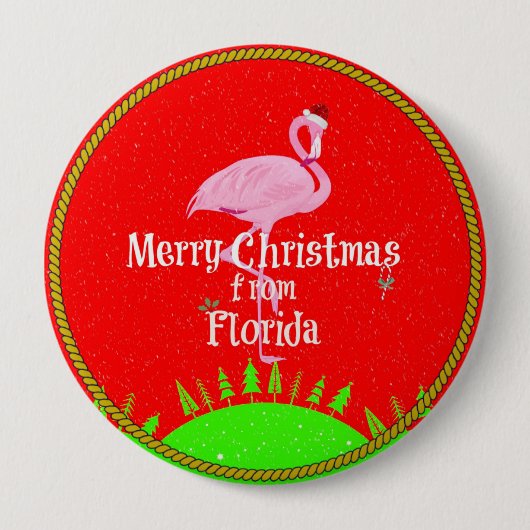 Badge Rond 10 Cm Joyeux Noël de Floride, (Devant)