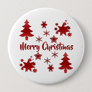 Badge Rond 10 Cm Joyeux Noël, décoration rouge pour les fêtes,