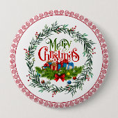 Badge Rond 10 Cm Joyeux Noël, design de vacances, (Devant)