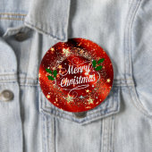 Badge Rond 10 Cm Joyeux Noël, pétillant et parties scintillant (En situation)